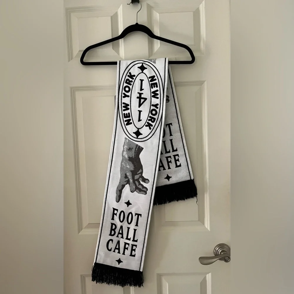 Football Cafe stadium scarf -double side graphic fringe white/gray/black